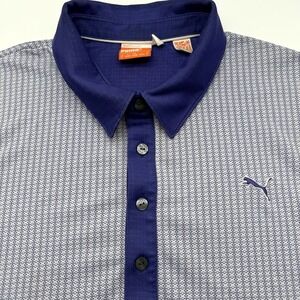 Puma Dry Cell Men's XL Short Sleeve Purple Stretch Geometric Golf Polo‎ Shirt